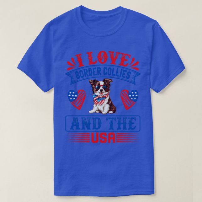 T-shirt Frontière patriotique Collie Chien 1 (Design devant)