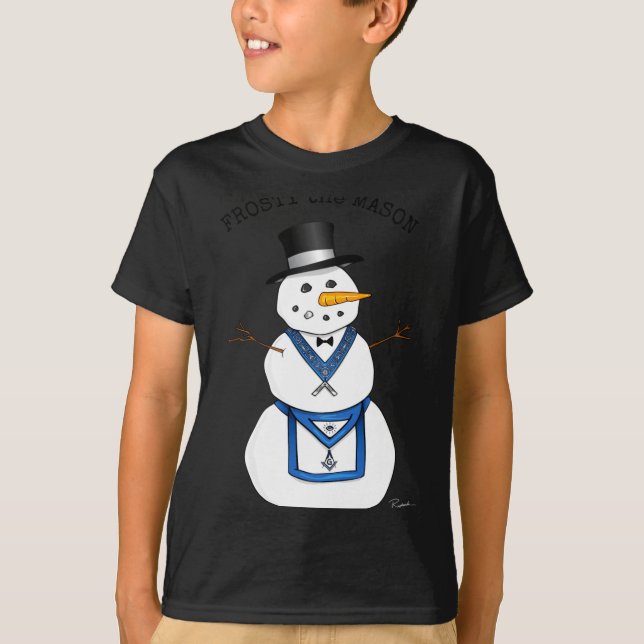 T-shirt Frosty The Snowman Funny Masonic Holiday Christmas (Devant)