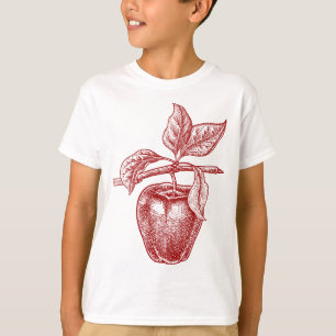 T-shirt Fruit rouge pomme Dessin Vintage rétro - Pomme