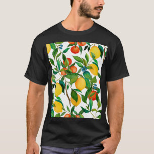 T-shirt Fruits d'agrumes, motif d'aquarelle vibrante.