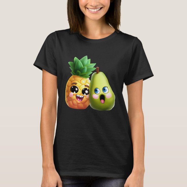 T-shirt Fruity Love  Pear and Pineapple in Love (Devant)