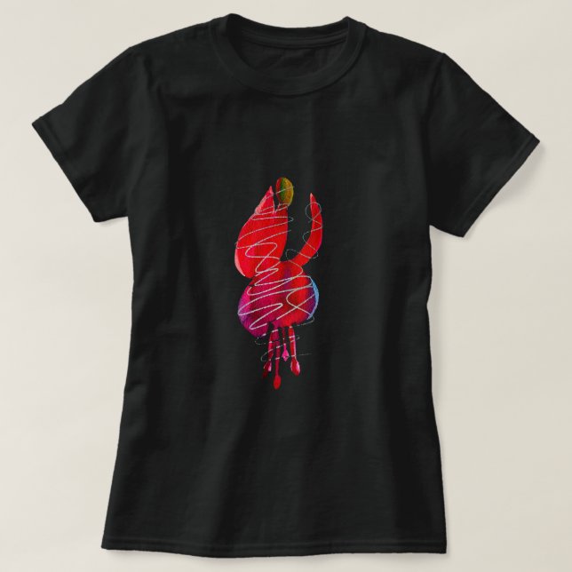 T-shirt Fuchsia abstraite aquarelle florale (Design devant)