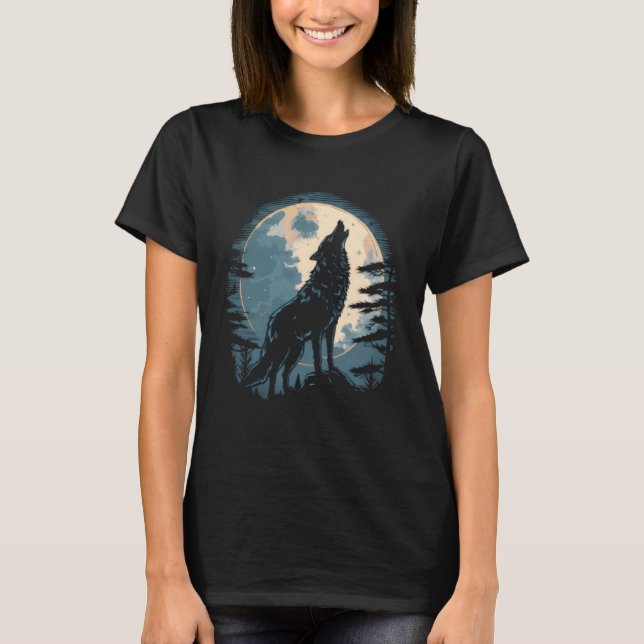T-shirt Full Moon Howling Wolf Wolves   2 (Devant)