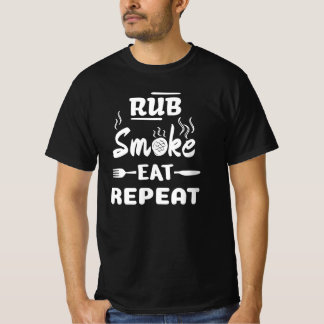 T-shirt Fumée de frotter Manger Répéter, BBQ amusant, Gril