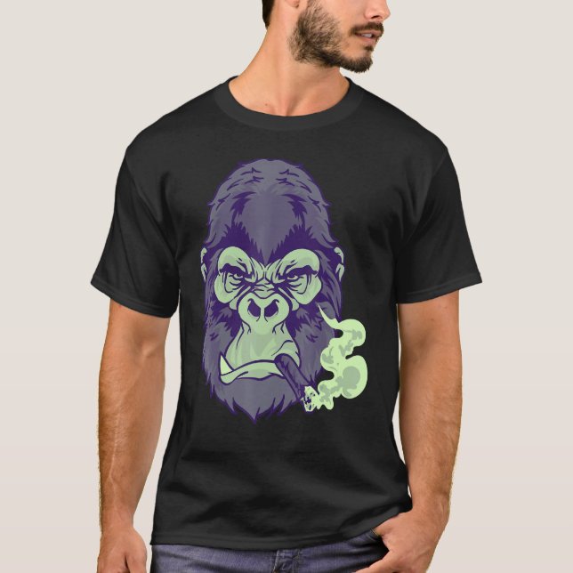T-shirt Fumer Le Cigar Moyenne Monnaie Choc Gorilla Pour L (Devant)