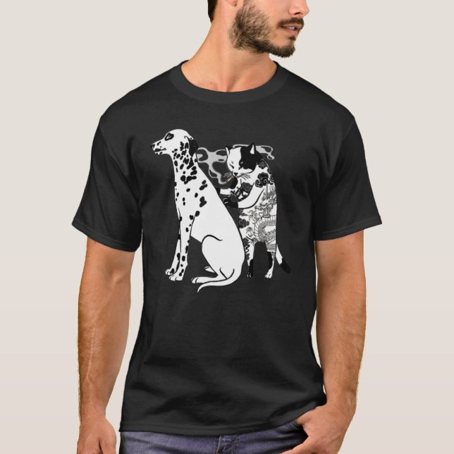 T-shirt Fumer Les Chats Et Tatouage De Chien Dalmatien (Devant)