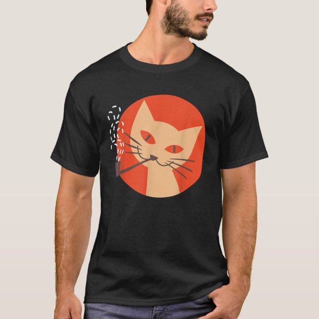 T-shirt Fumeur de chat Tuyau Rétro Conception de boîte à a (Devant)