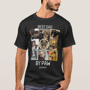 T-shirt Fun Best Dad By Paw Custom 9 Photo Collage