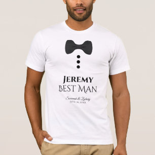T-shirt Fun Best Man Black Cravate Faux Tuxedo Mariage