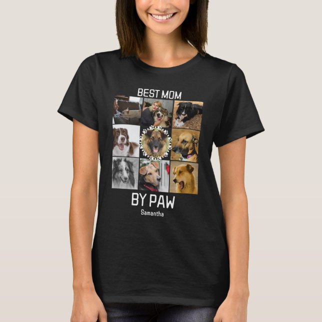 T-shirt Fun Best Mom By Paw Custom 9 Photo Collage (Devant)