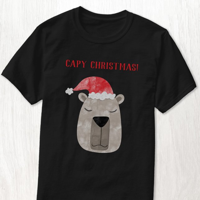 T-shirt Fun Capybara Noël personnalisé (Fun capybara Christmas Santa hat design t-shirt)