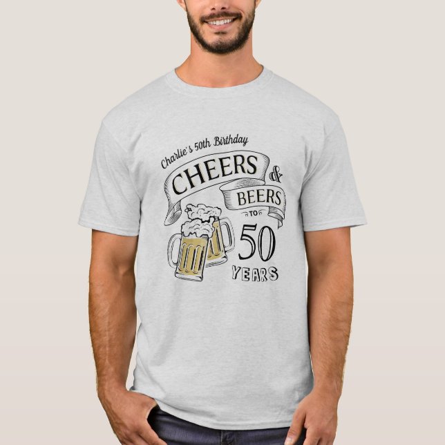 T-shirt Fun Cheers Et Bières N'Importe Quel Âge Anniversai (Devant)