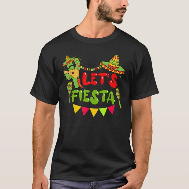 T-shirt Fun Cinco De Mayo Mexican Playing Guitar Cactus Le (Devant)