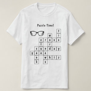 T-shirt Fun Crossword Puzzle noir et blanc