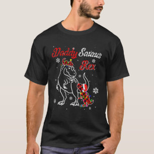T-shirt Fun Daddysaurus Rex Cute Dinosaur Rouge Paid Chris