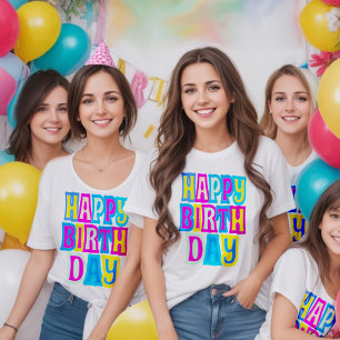 T-shirt Fun et coloré heureux anniversaire