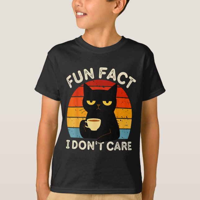 T-shirt Fun Fact I Don't Care Funny Black Cat Saying Quote (Devant)