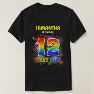 T-shirt Fun Fireworks, Rainbow Look "12", 12e anniversaire