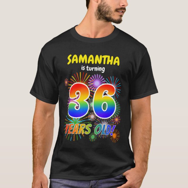 T-shirt Fun Fireworks, Rainbow Look "36", 36e anniversaire (Devant)
