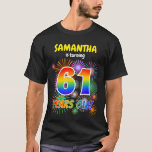 T-shirt Fun Fireworks, Rainbow Look "61", 61e anniversaire