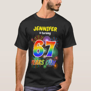 T-shirt Fun Fireworks, Rainbow Look "67", 67e anniversaire