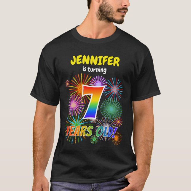T-shirt Fun Fireworks, Rainbow Look "7", 7e anniversaire (Devant)