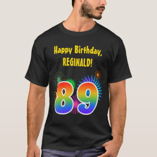 T-shirt Fun Fireworks + Rainbow Motif "89" Anniversaire #
