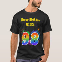 Fun Fireworks + Rainbow Motif "98" Anniversaire #