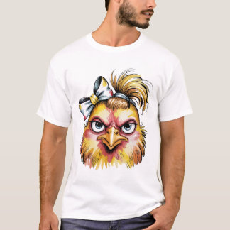 T-shirt Fun Grumpy Poulet Nœud Floral