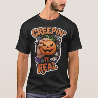 T-shirt Fun Halloween graphic with jackolantern hand spook