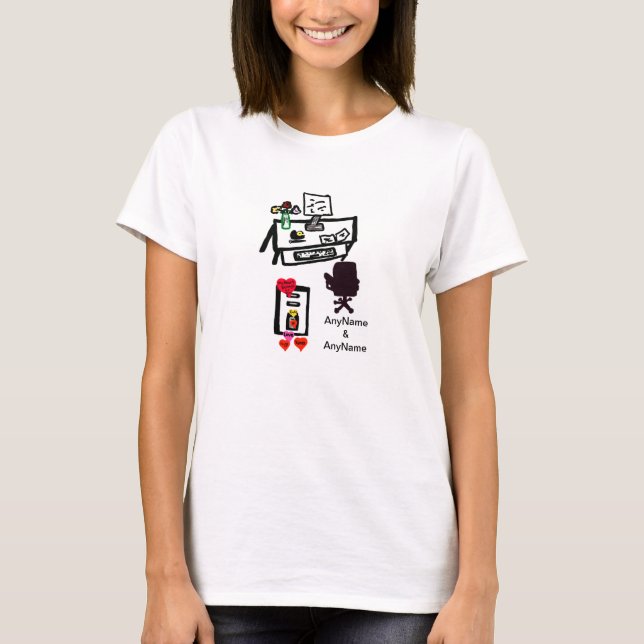 T-shirt Fun Hearts Love Notes Valentine Names (Devant)