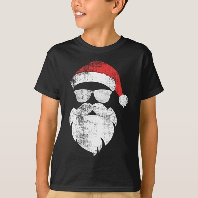 T-shirt Fun Hipster Père Noël Visage avec Casquette Beauté (Devant)