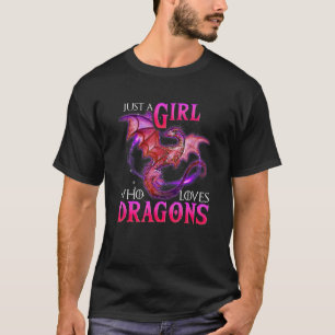 T-shirt Fun Just a Girl Who Love Dragons Women and Girls