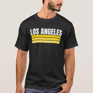 T-shirt Fun Los Angeles Royal Blue Jaune Retro Stripé Ho