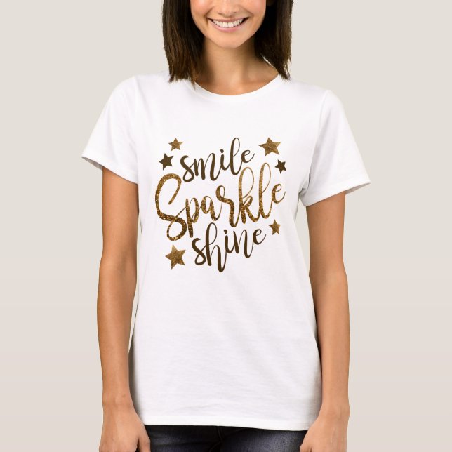 T-shirt Fun Novelty Fashion Idée cadeau SMILE SPARKLE SHIN (Devant)