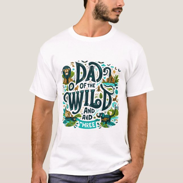 T-shirt Fun Papa of Three - Fun Animal Theme Père’s Gif (Devant)