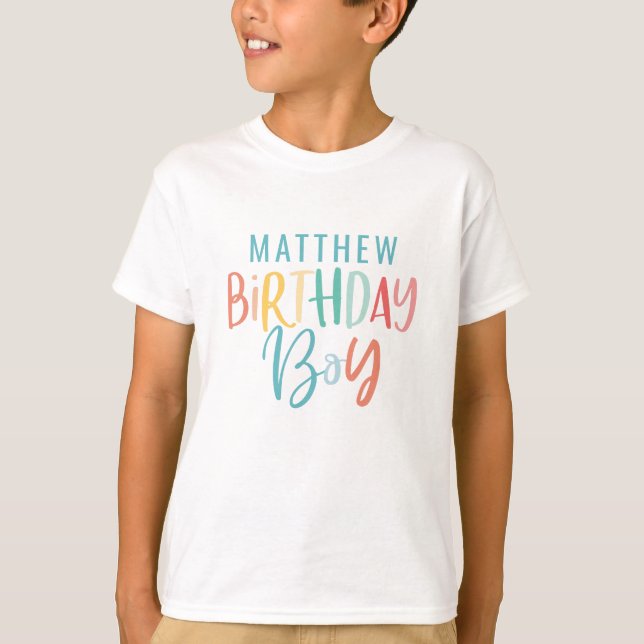 T-shirt Fun pluvial script arc-en-ciel d'anniversaire garç (Devant)