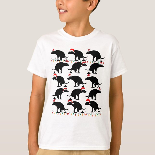 T-shirt Fun Pooping Chiens Père Noël Noël (Devant)