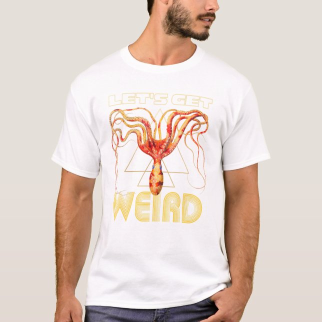 T-shirt Fun Retro Glitchy Vaporwave Weird Octopus Distress (Devant)