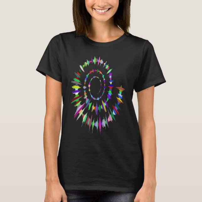 T-SHIRT FUN SPIRAL TEE MUSIC WAVE SOUND ABSTRACT AUDIO COL (Devant)