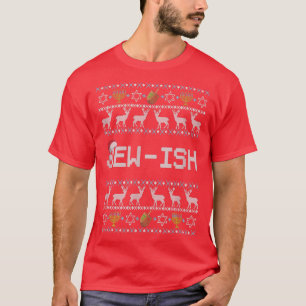 T-shirt Fun Ugly Hanoukka Sweater chapeau santa jupe joyeu