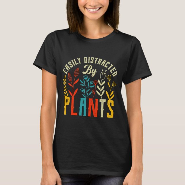 T-shirt Fun Vegan Plante facilement distrait (Devant)