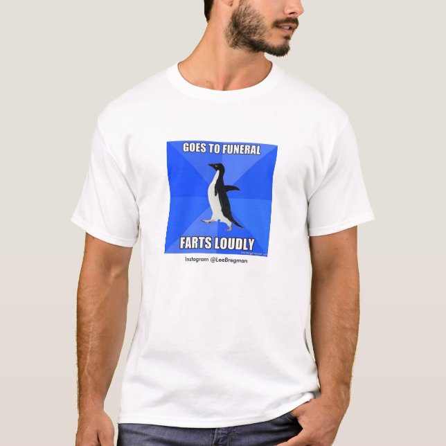 T-shirt funèbre de Meme de pingouin socialement (Devant)