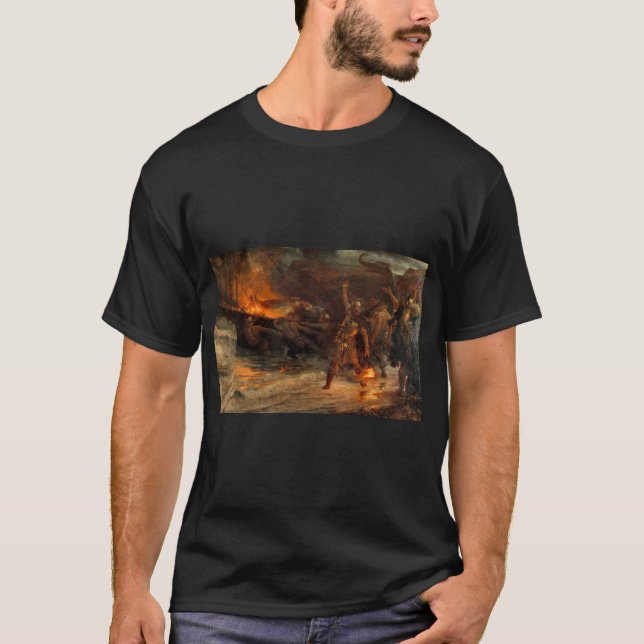 T-shirt Funérailles d'un viking (par Frank Dicksee) (Devant)