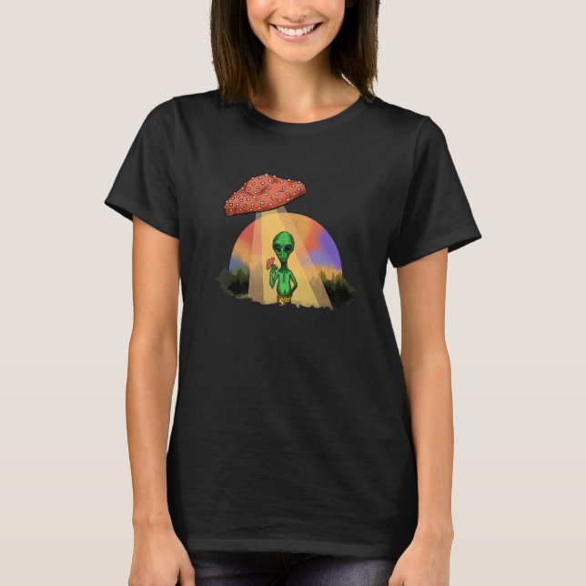 T-shirt Fungus Magic Psilocybin Champignons Alien OVNI (Devant)