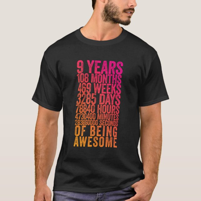 T-shirt Funky 9E Anniversaire Chemise Vieux Mètre Drôle 9  (Devant)
