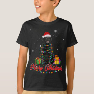 T-shirt Funky Black Lab Chien Noël Père Noël Christmas Lig
