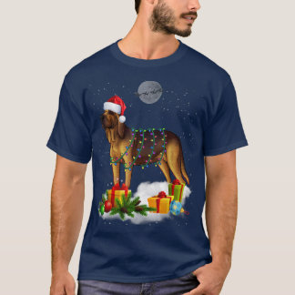 T-shirt Funky Bloodhound Chien lumières de Noël Santa Hat 
