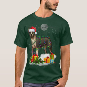 T-shirt Funky Boston Terrier Dog lumières de Noël Père Noë
