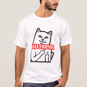 T-shirt Funky Chat Moyen Doigt Fake Friends